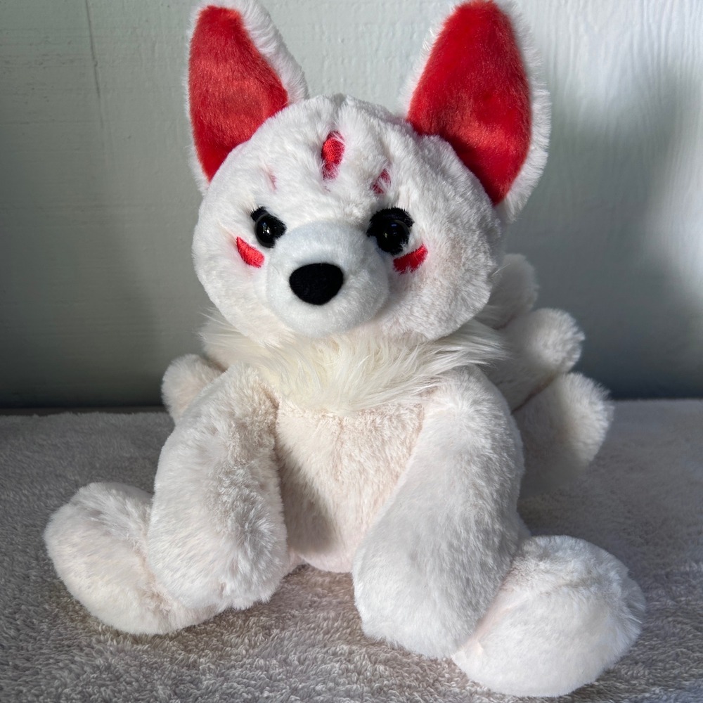 Aurora World Kitsune Nine-Tailed Fox Plush White Red Mythical Creature 2023 NWOT